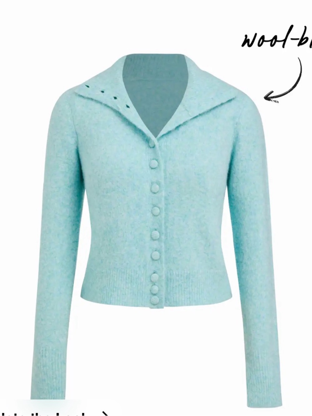 Cider Light Blue Button-Up Wool-Blend Women's Cardigan